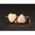 Las señoras de oro rosa de chapado en forma de corazón de acero inoxidable Stud Earrings ZZE008